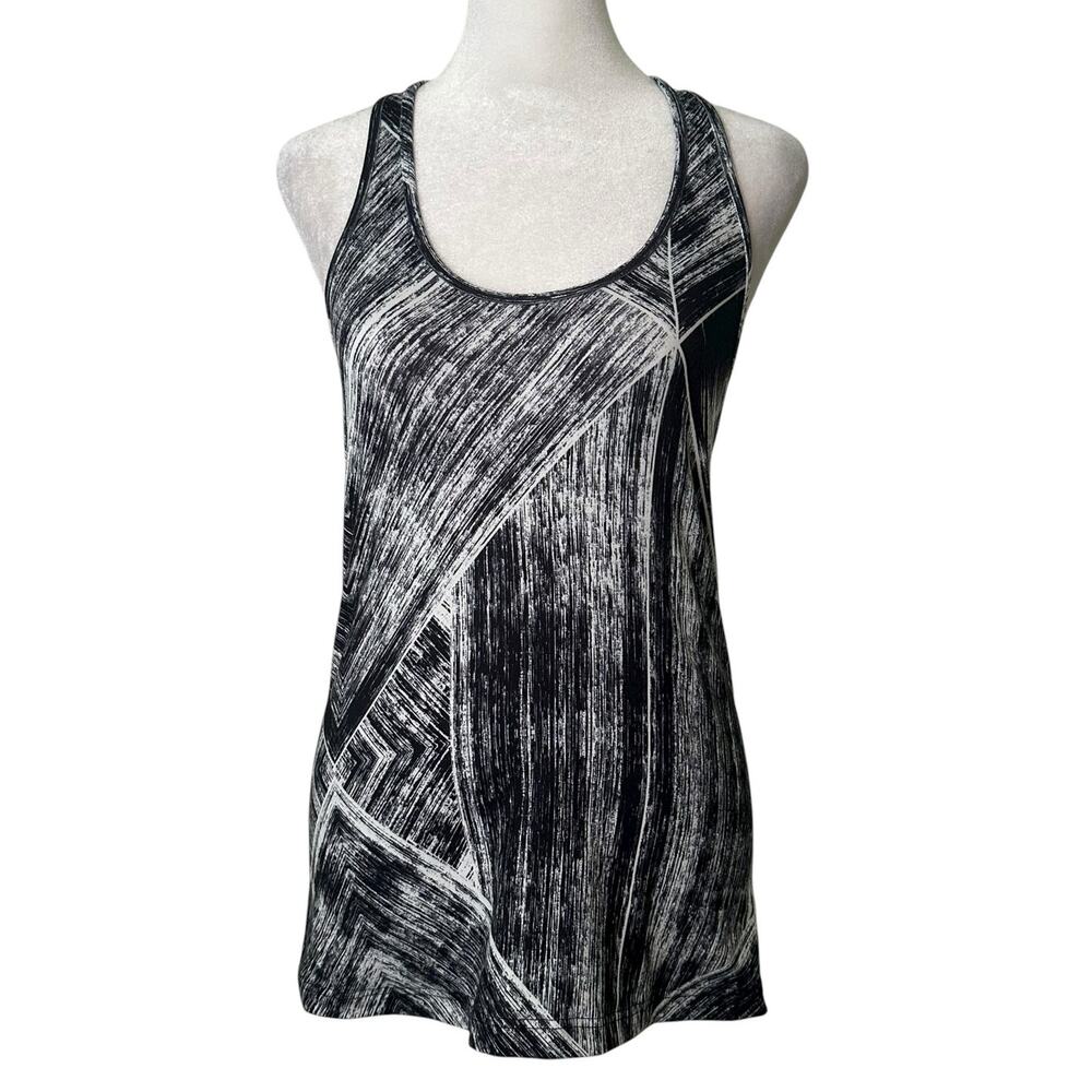Lululemon black & white stripe pattern Cool racerback tank top